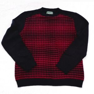Woolrich Vintage Red Black Ruby Plaid Crew Neck Sweater Size Medium Men's Women